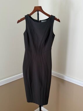 ZAC Zac Posen Black Sleeveless Midi Sheath Dress